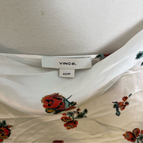 NWT VINCE- Silk Ikat Floral Draped Camisole Career Work White - Picture 6 of 9